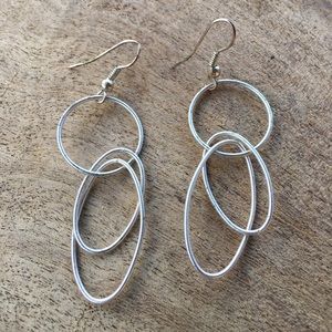 Modern silver looped earrings